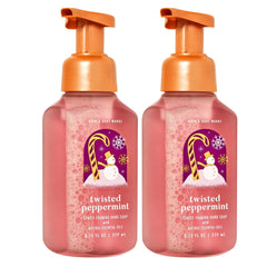 Bath and Body Works Twisted Peppermint foaming hand soap creates a creamy lather for clean hands