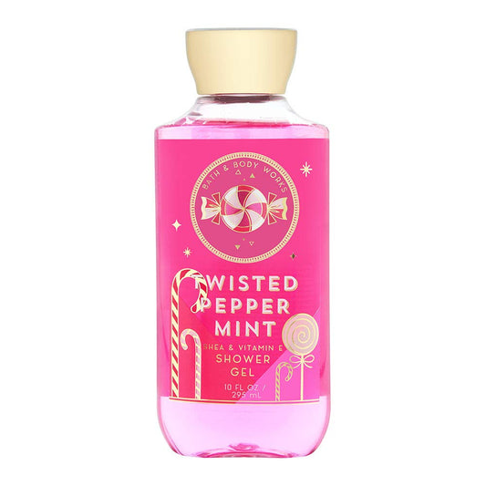 Bath & Body Works Twisted Peppermint Shower Gel bottle for a refreshing morning cleanse.