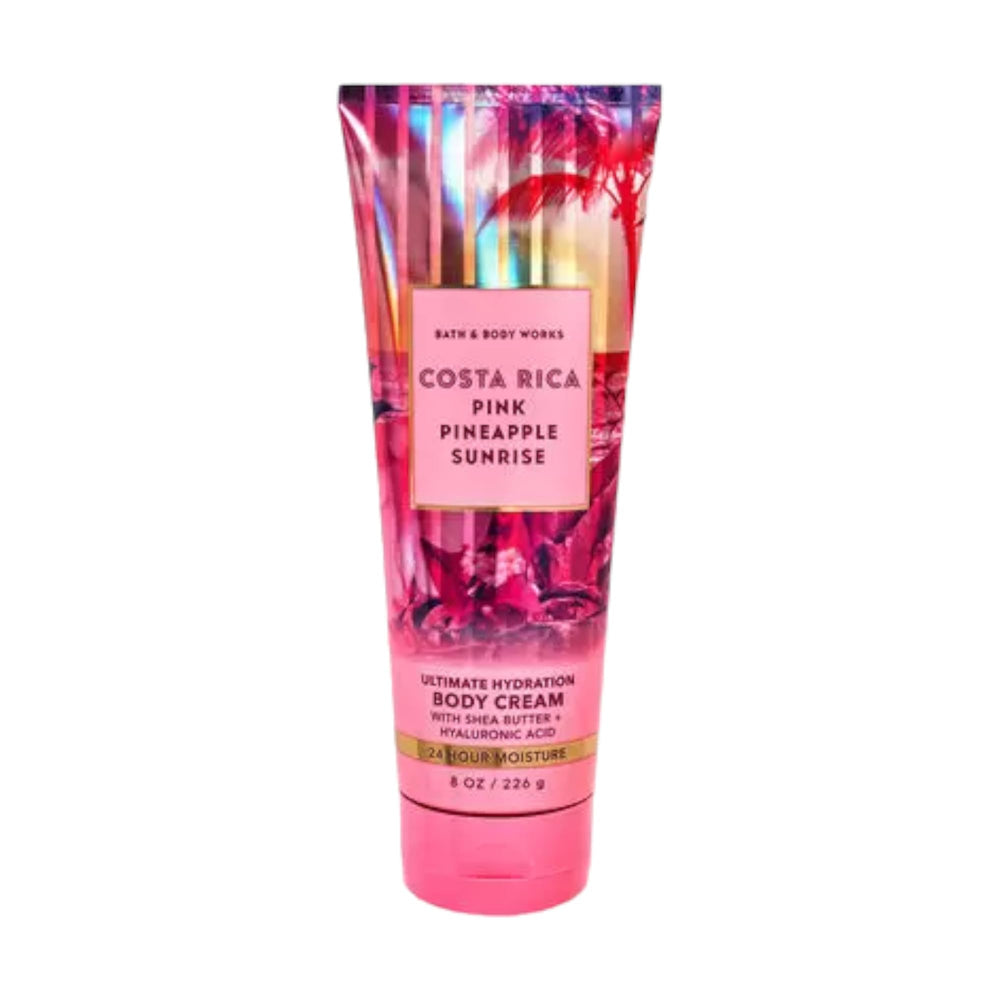 Bath & Body Works Ultimate Hydration Body Cream Pink Pineapple Sunrise bottle for long-lasting moisture.