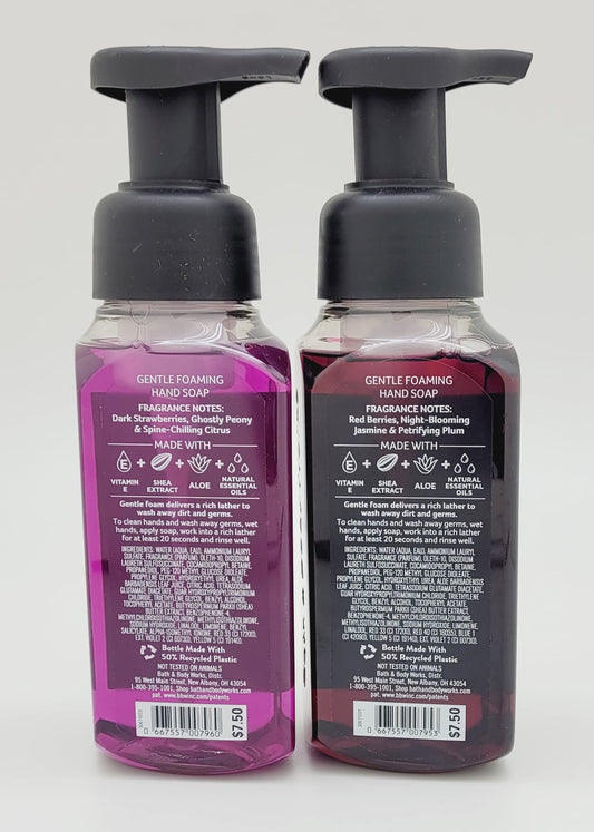 Bath & Body Works Vampire Blood hand soap bottle with red berries and moisturizing formula.