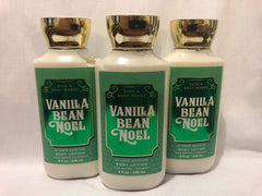 Bath and Body Works Vanilla Bean Noel 3-pack lotion front view for silky skin