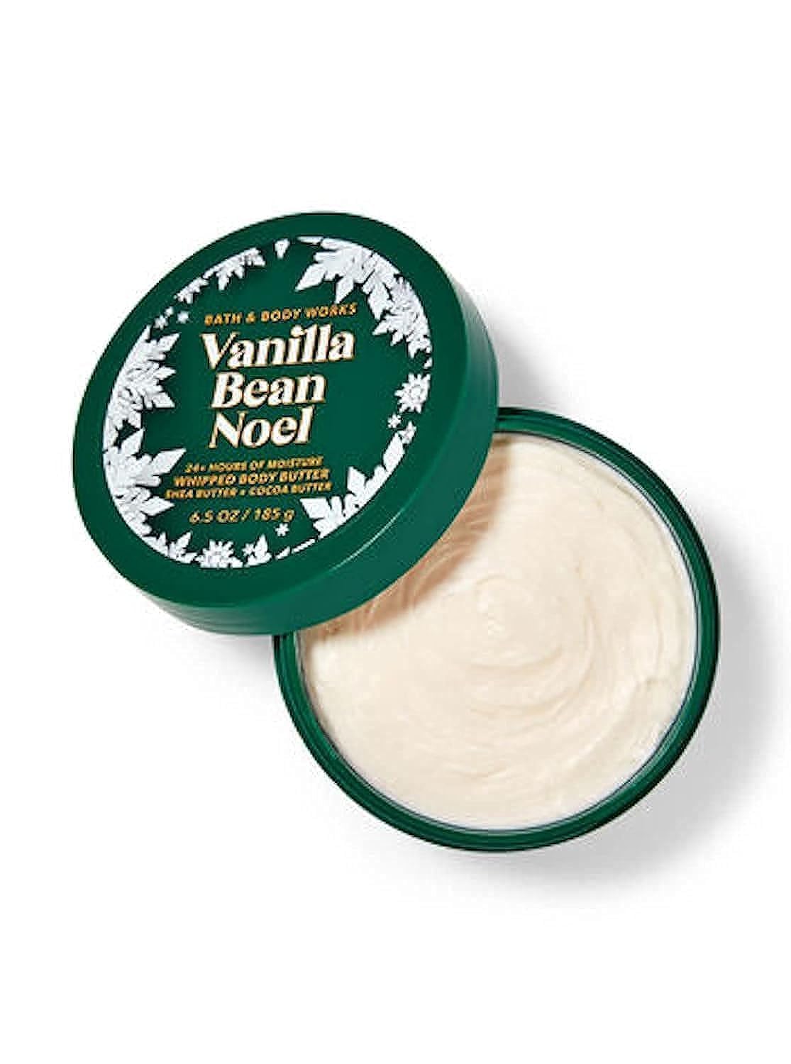 Bath & Body Works Vanilla Bean Noel body butter jar front view for silky hydration.