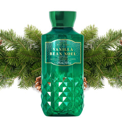 Bath & Body Works Vanilla Bean Noel shower gel pouring to reveal rich lather.