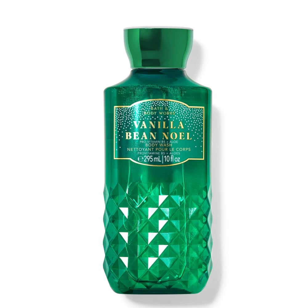 Bath & Body Works Vanilla Bean Noel bottle front view with creamy cleansing.