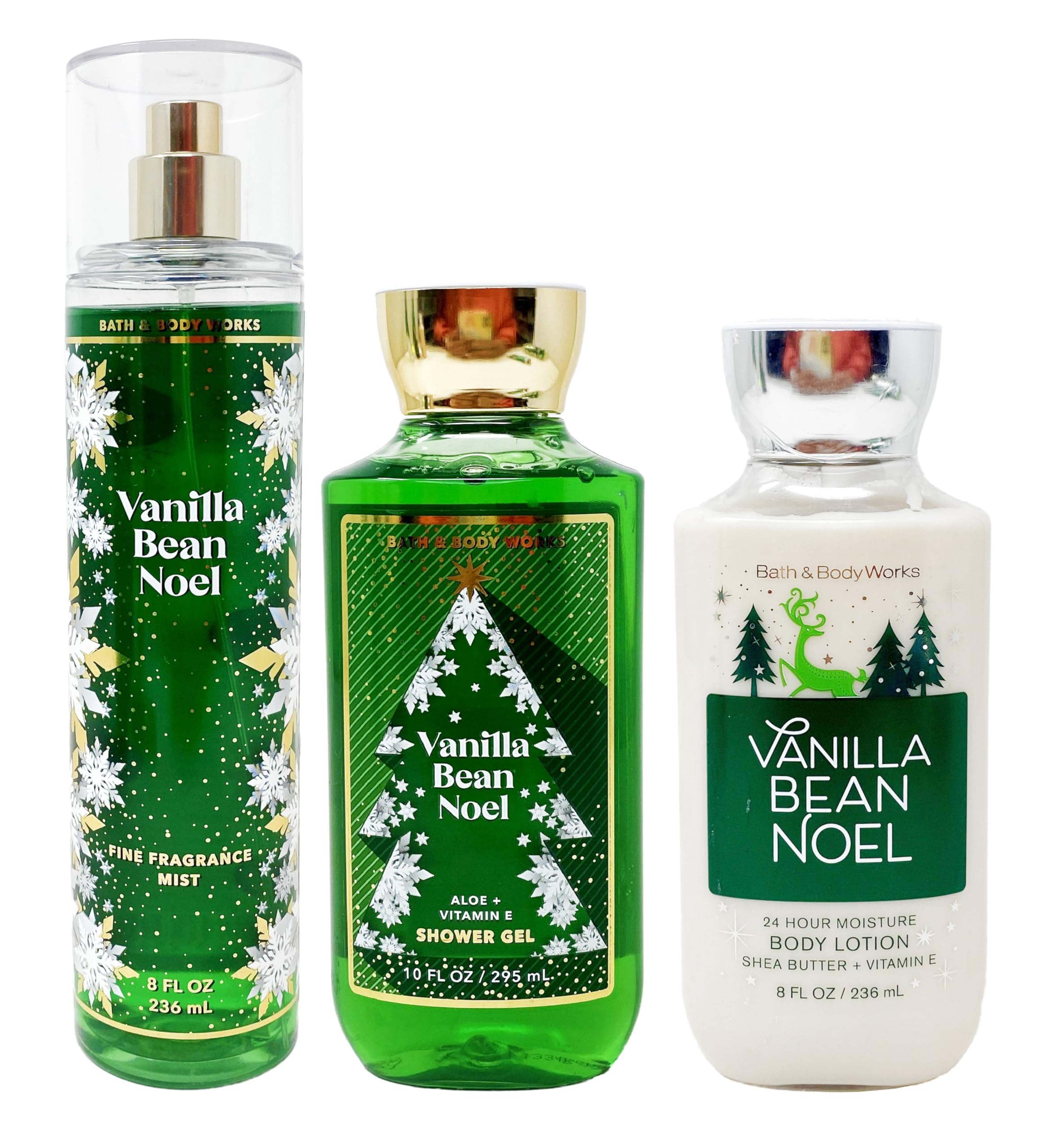 Bath & Body Works Vanilla Bean Noel trio display highlighting a festive scent for daily routine.