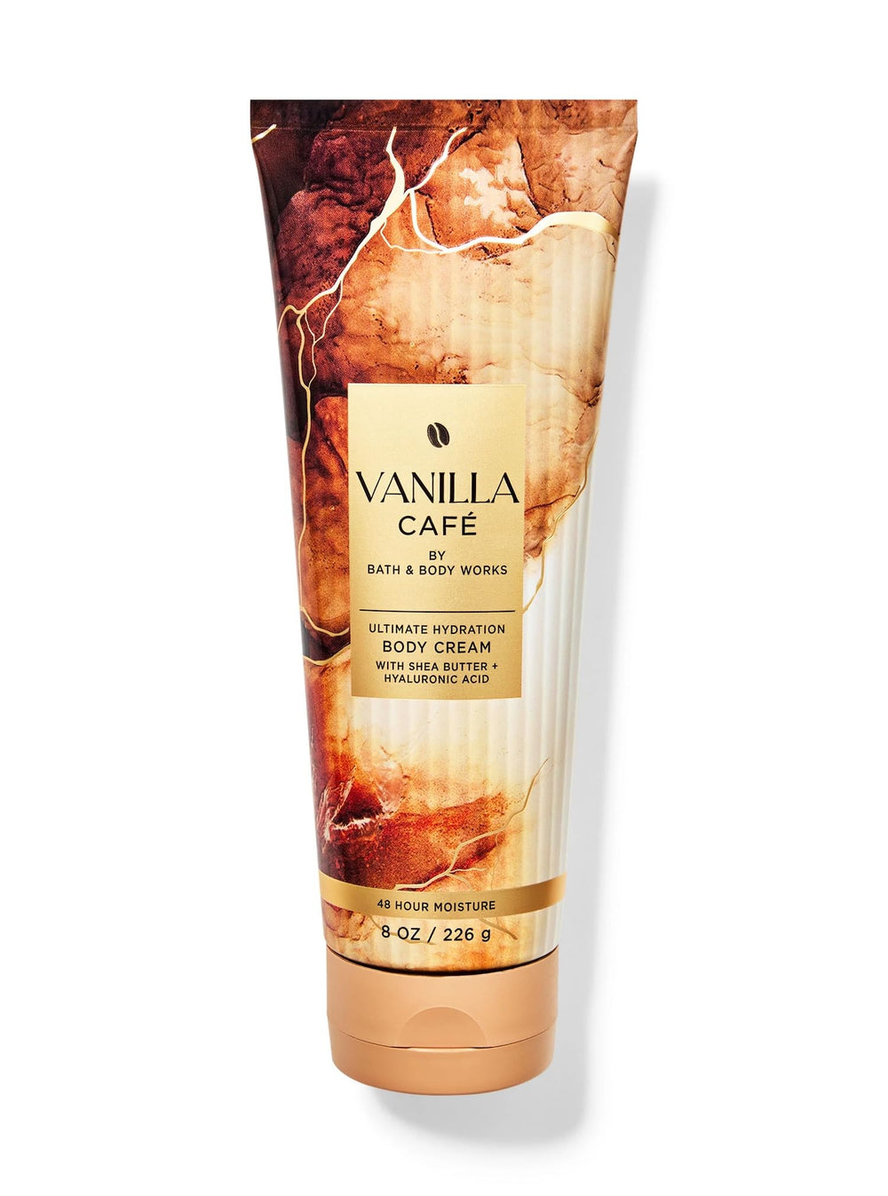 Bath and Body Works Vanilla Café gift set with hydrating cream for daily moisturization and comforting aroma.