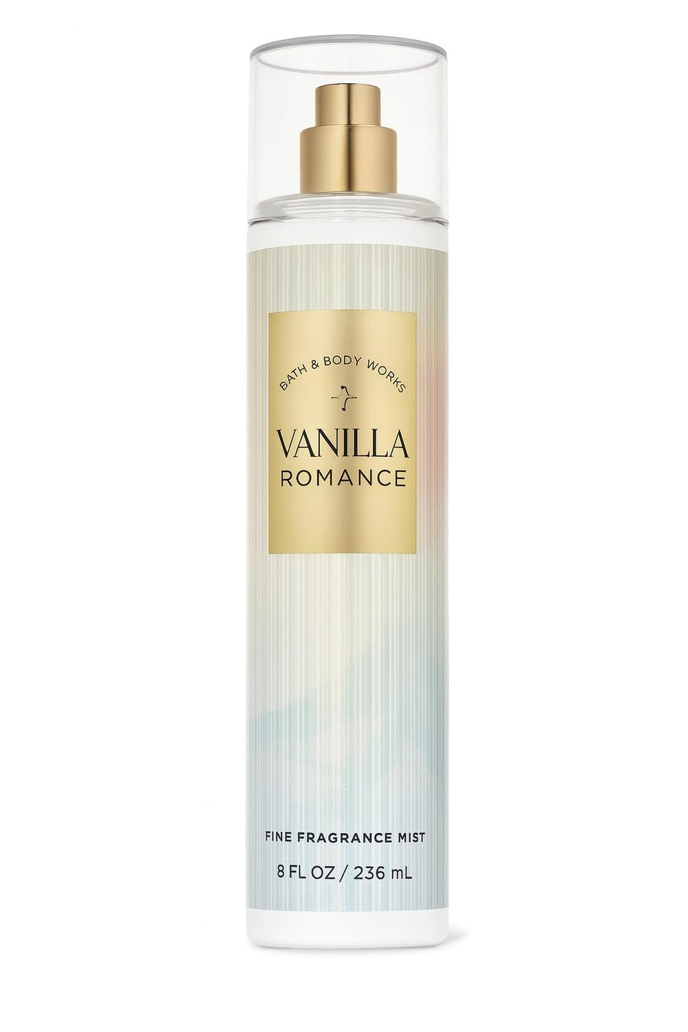 Bath & Body Works Vanilla Romance mist bottle showcasing vanilla, jasmine and amber for everyday freshness