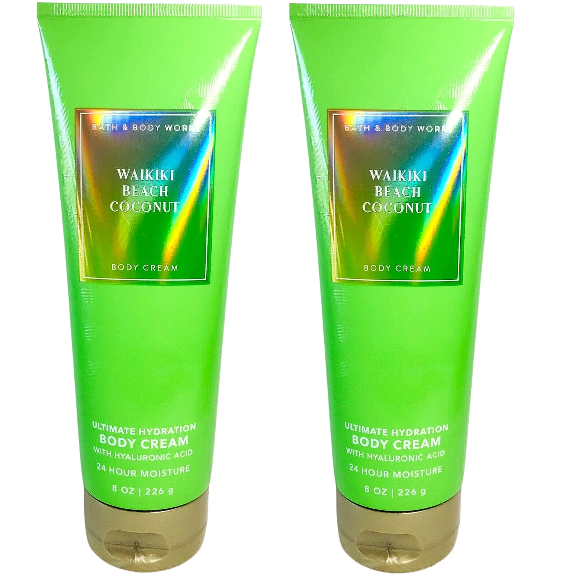 Bath and Body Works Waikiki Beach Coconut 2-pack bottle highlights all-day hydration and luxe texture.