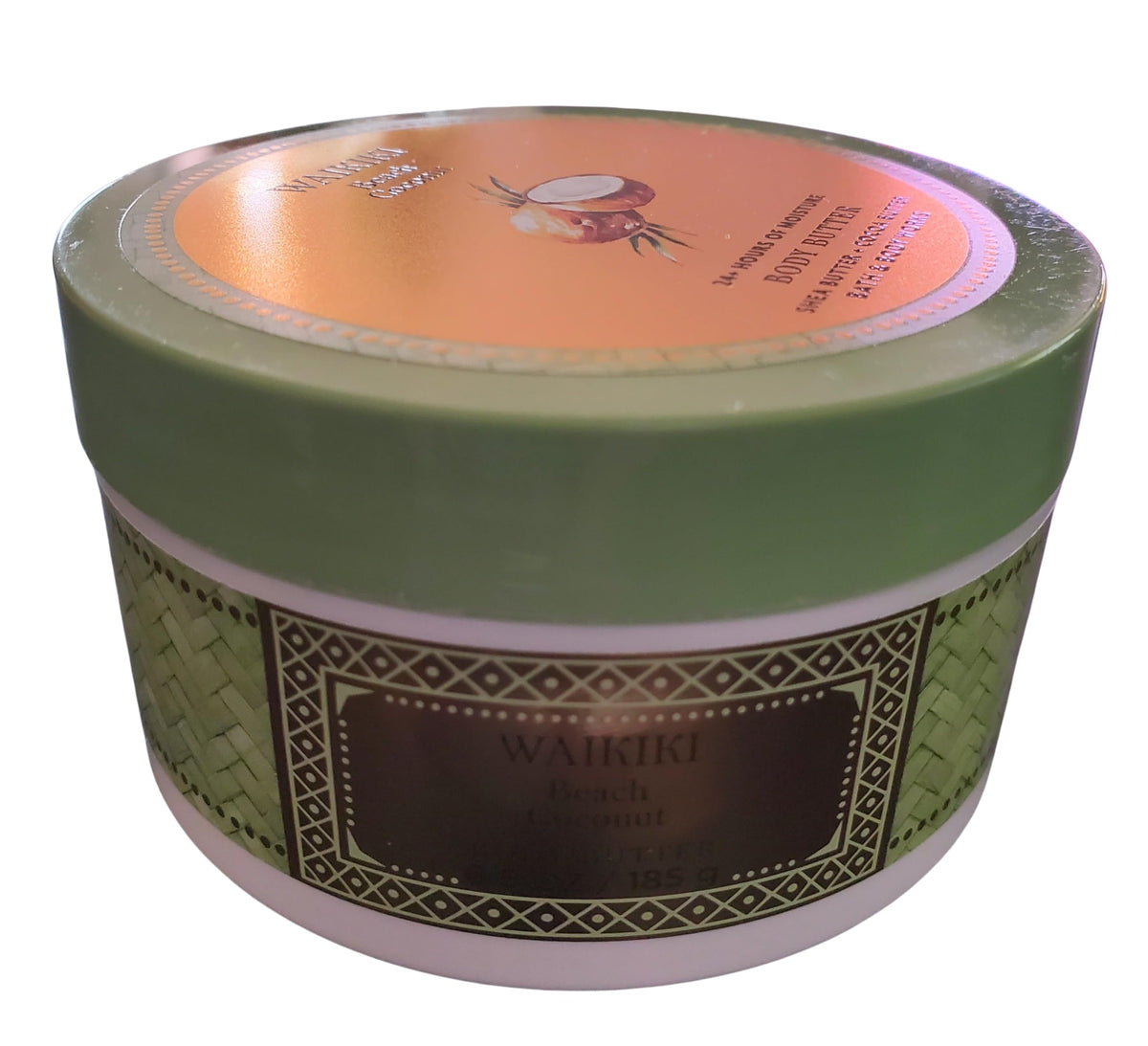 Bath & Body Works Waikiki Beach Coconut whipped body butter jar providing deep moisture.