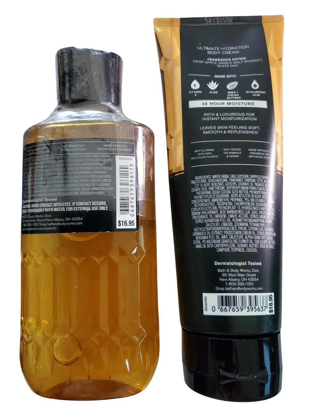 Bath & Body Works Whiskey Reserve label closeup showing crisp apple and oak notes.