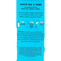 Bath & Body Works White Tea & Sage foaming soap bottle, blue, gentle lather