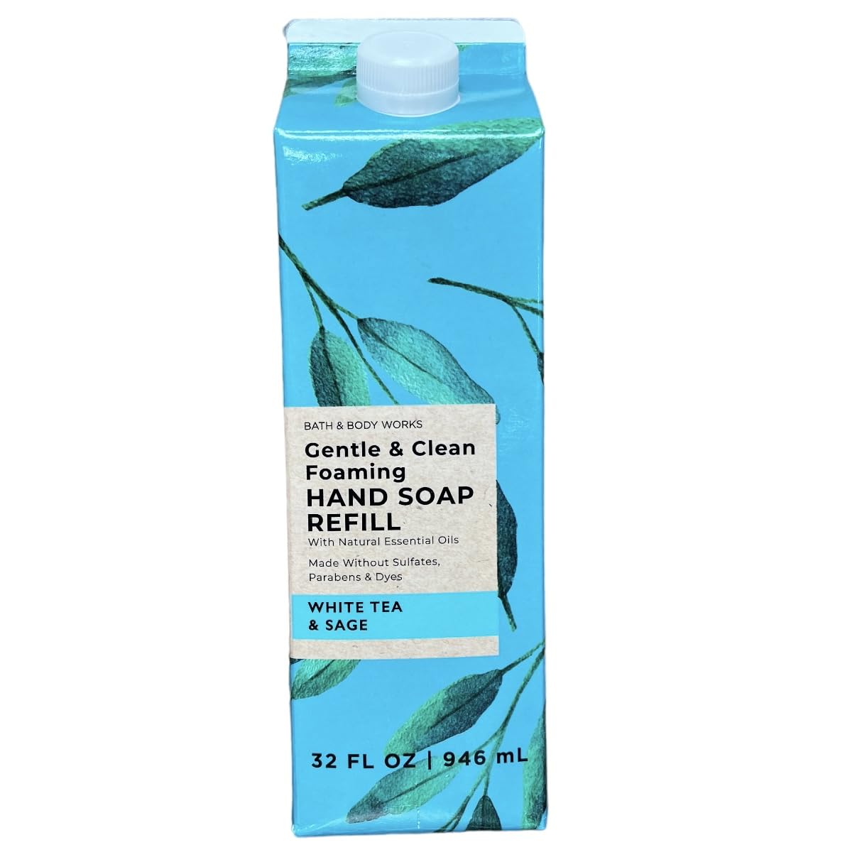 Bath & Body Works White Tea & Sage refill bottle, blue, for refreshed hands