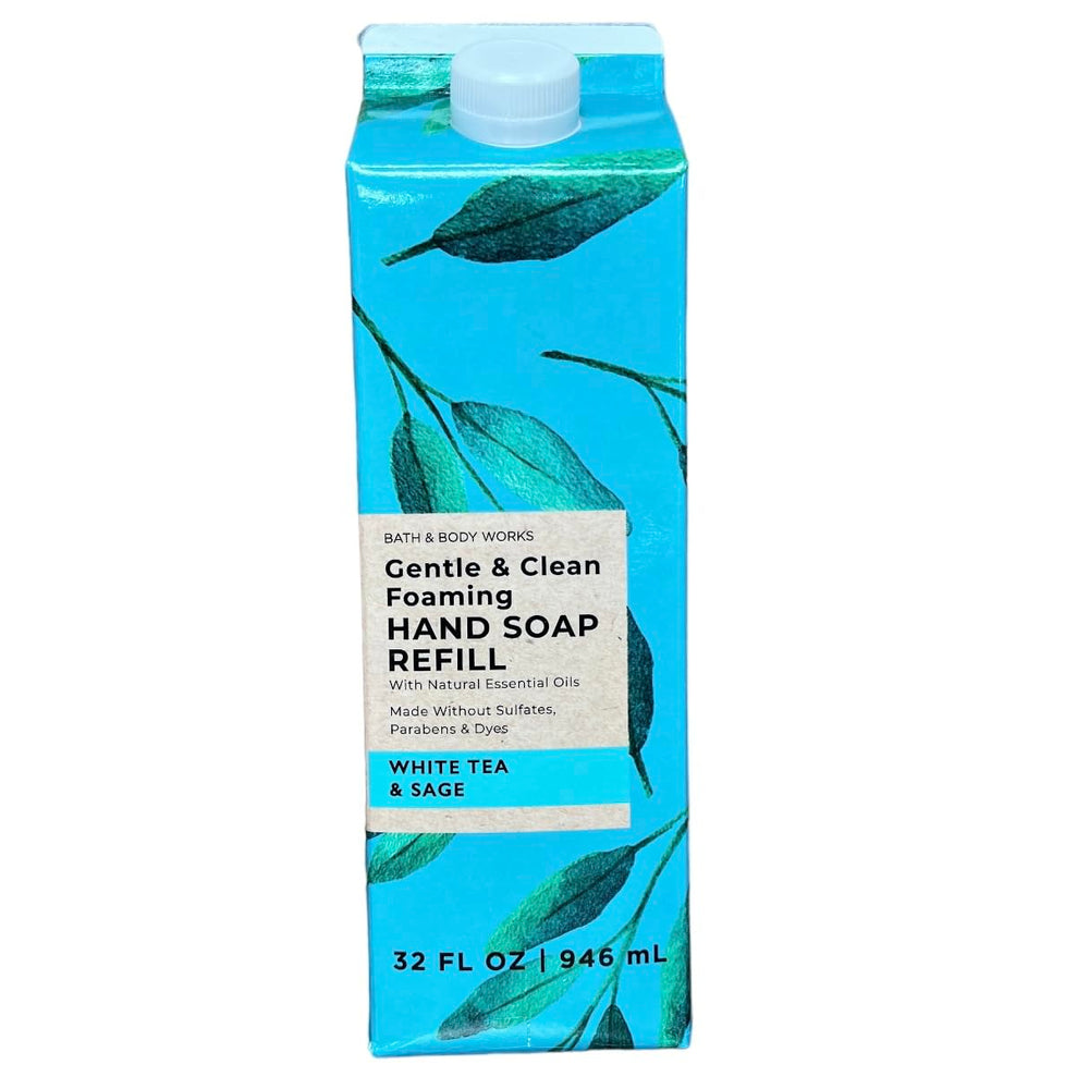 Bath & Body Works White Tea & Sage refill bottle, blue, for refreshed hands