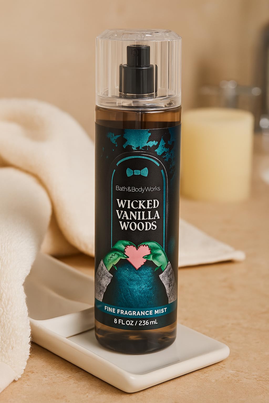 Bath & Body Works Wicked Vanilla Woods bottle for daily wear and subtle scent.