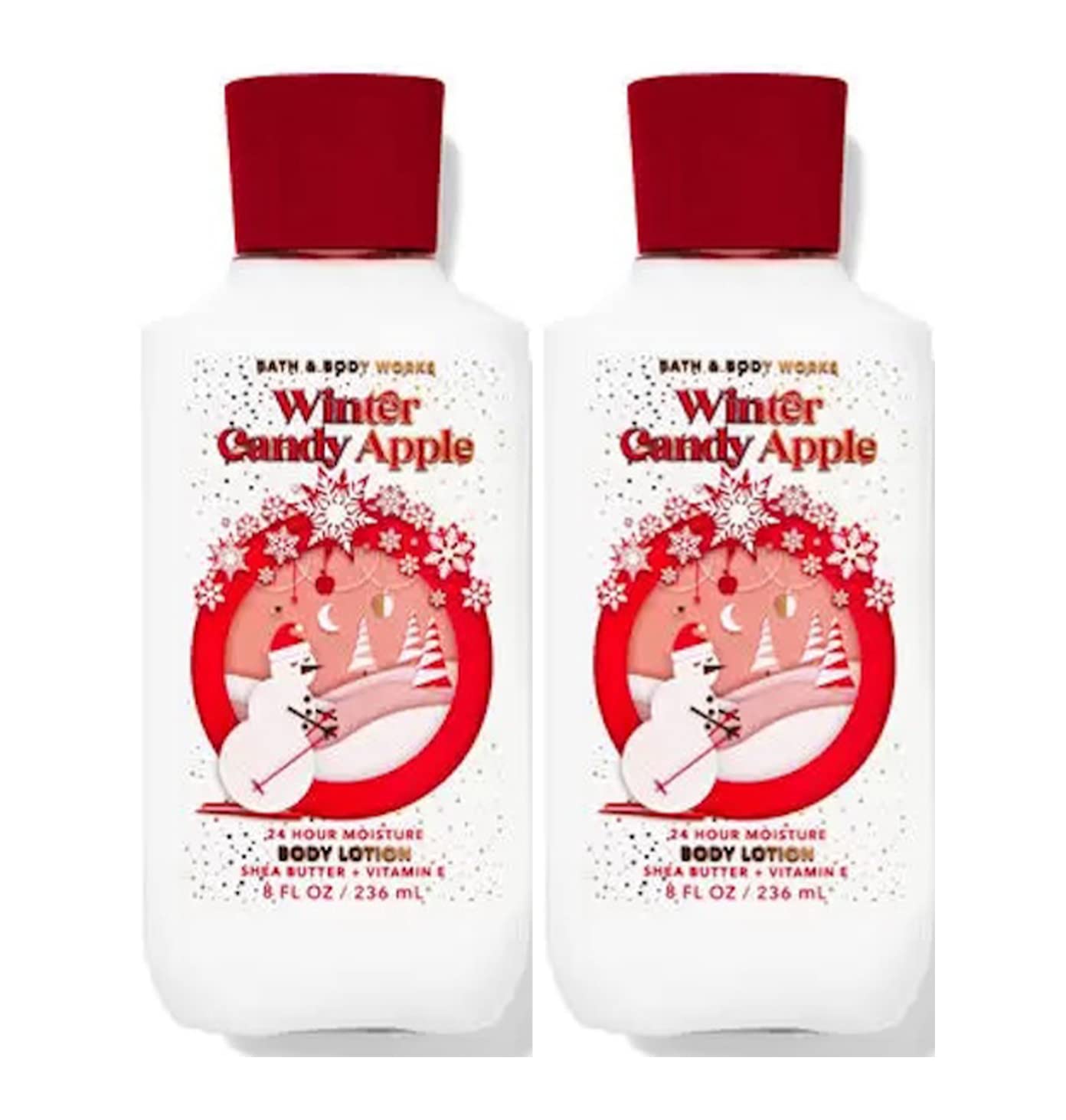 Bath & Body Works Winter Candy Apple 8 oz bottle duo for daily moisture and scent