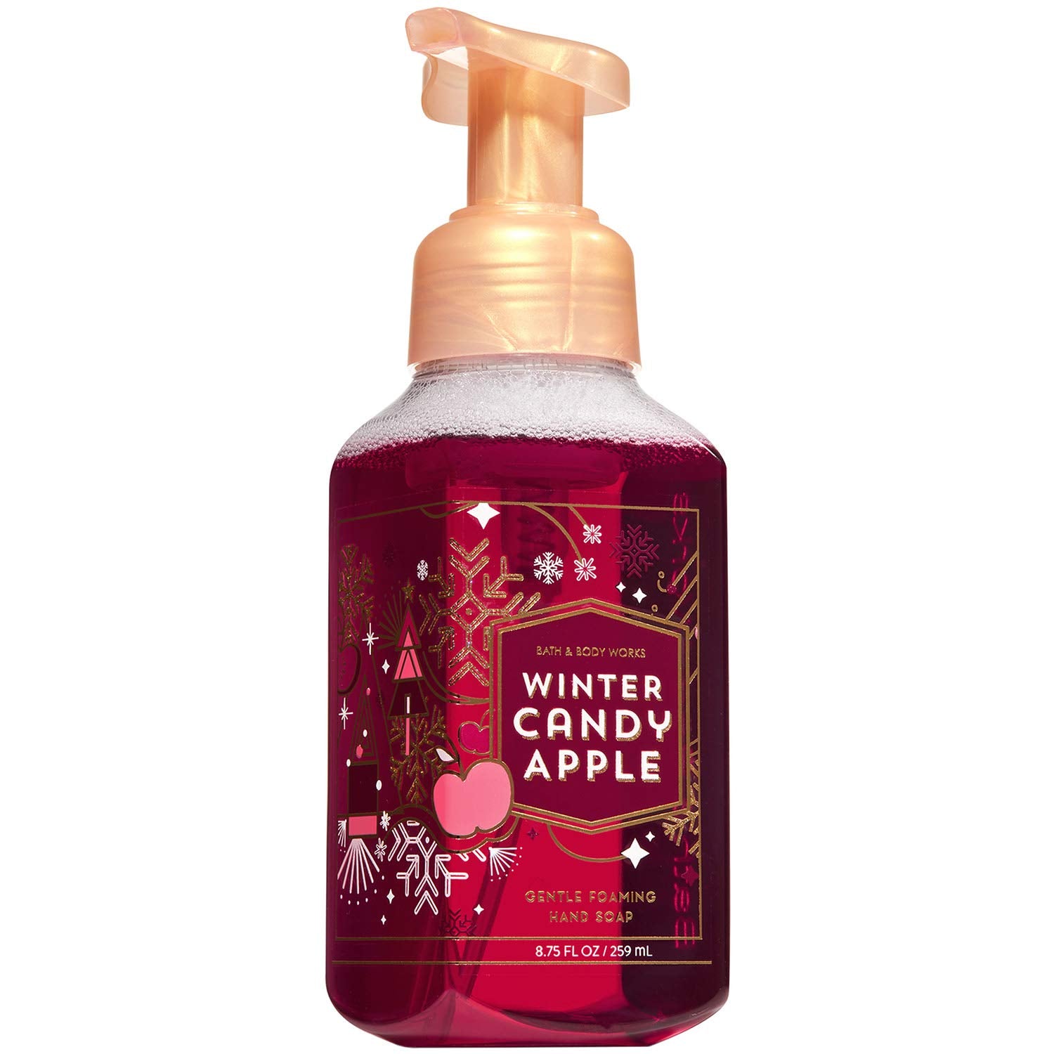 Bath & Body Works Winter Candy Apple foaming hand soap bottle for daily handwashing with seasonal scent.