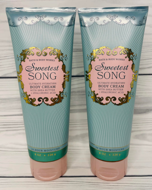 Bath and Body Works Women's Sweetest Song 2-pack bottle detail shows creamy texture