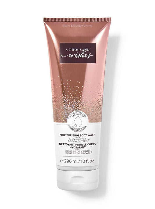 Bath & Body Works A Thousand Wishes body wash bottle for daily moisture and a sparkling fragrance.