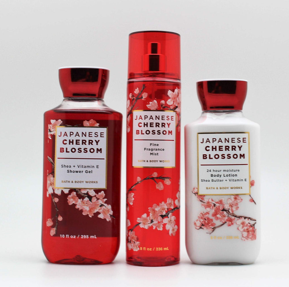 Bath & Body Works Japanese Cherry Blossom trio bundle for daily scent layering.