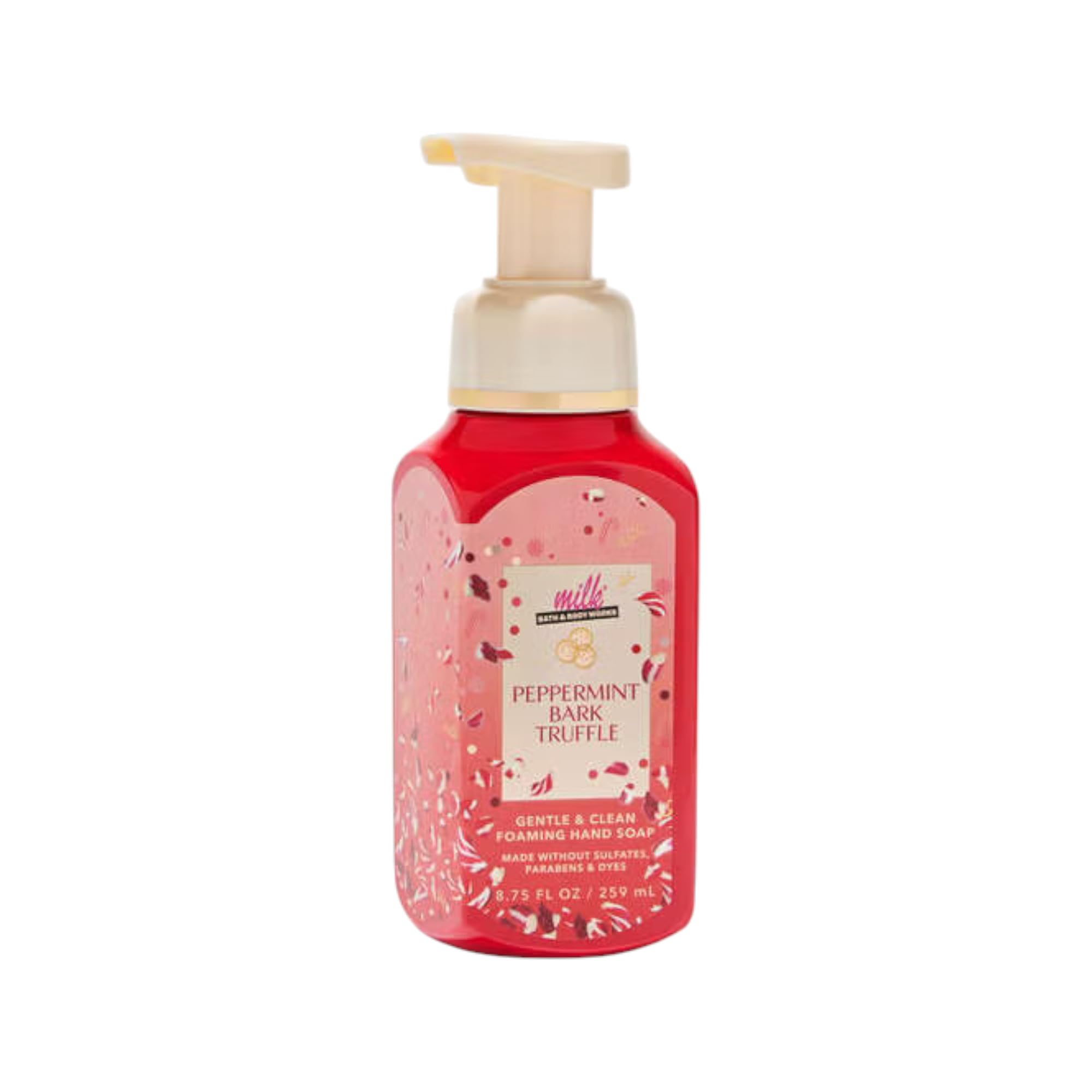 Bath & Body Works Peppermint Bark Truffle hand soap bottle for soft, moisturized hands.