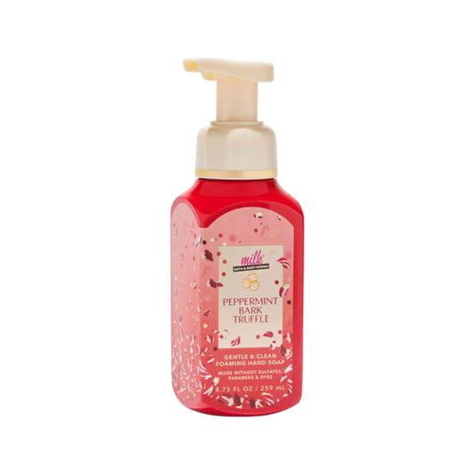 Bath & Body Works Peppermint Bark Truffle hand soap bottle for soft, moisturized hands.