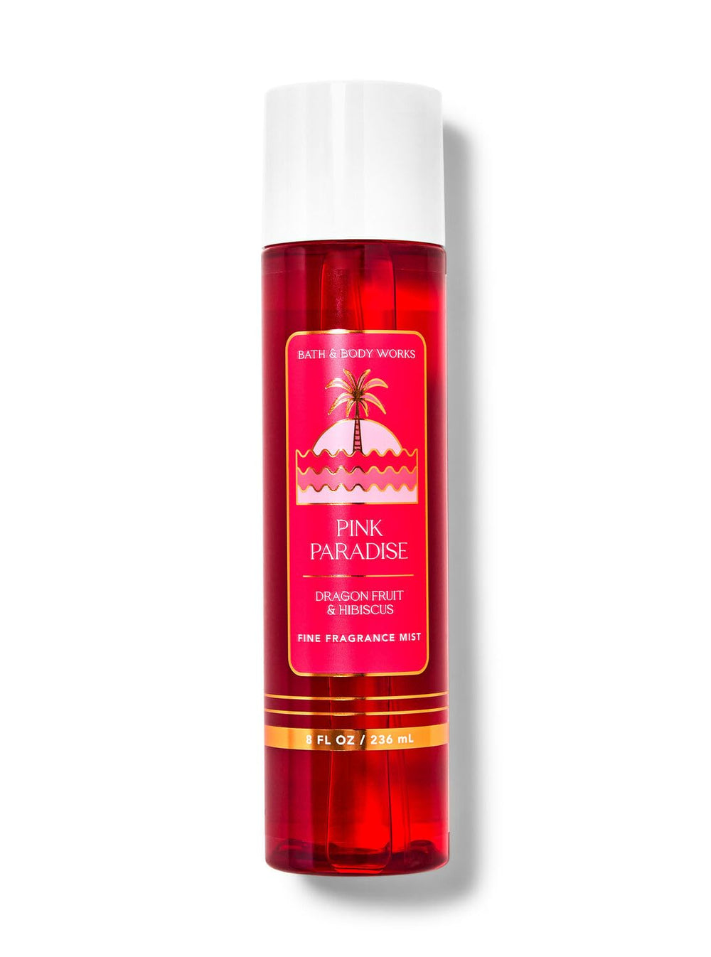 Bath & Body Works Pink Paradise bottle with a long lasting fragrance for everyday wear