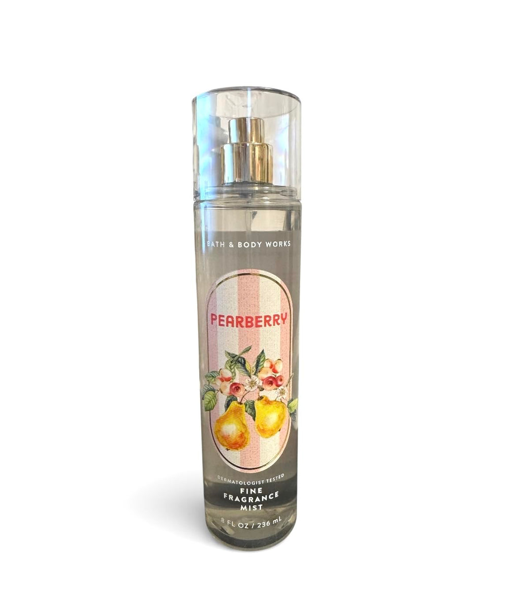 Bath & Body Works Pleasures Pearberry Body Splash bottle for a light, refreshing scent.
