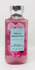 Bath & Body Works Hello Beautiful shower gel bottle with long-lasting fragrance for daily freshness.