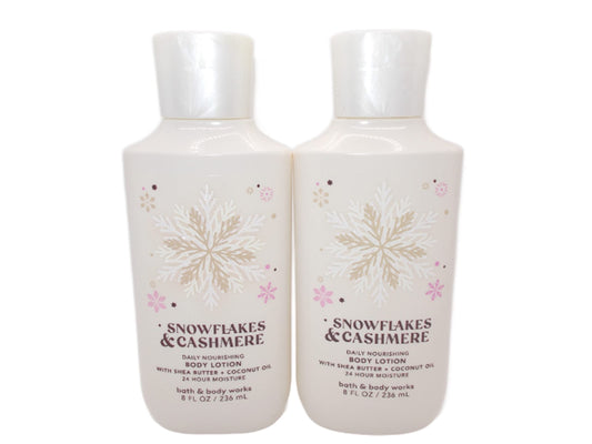 Snowflakes & Cashmere duo gift set provides cozy fragrance and smooth skin.