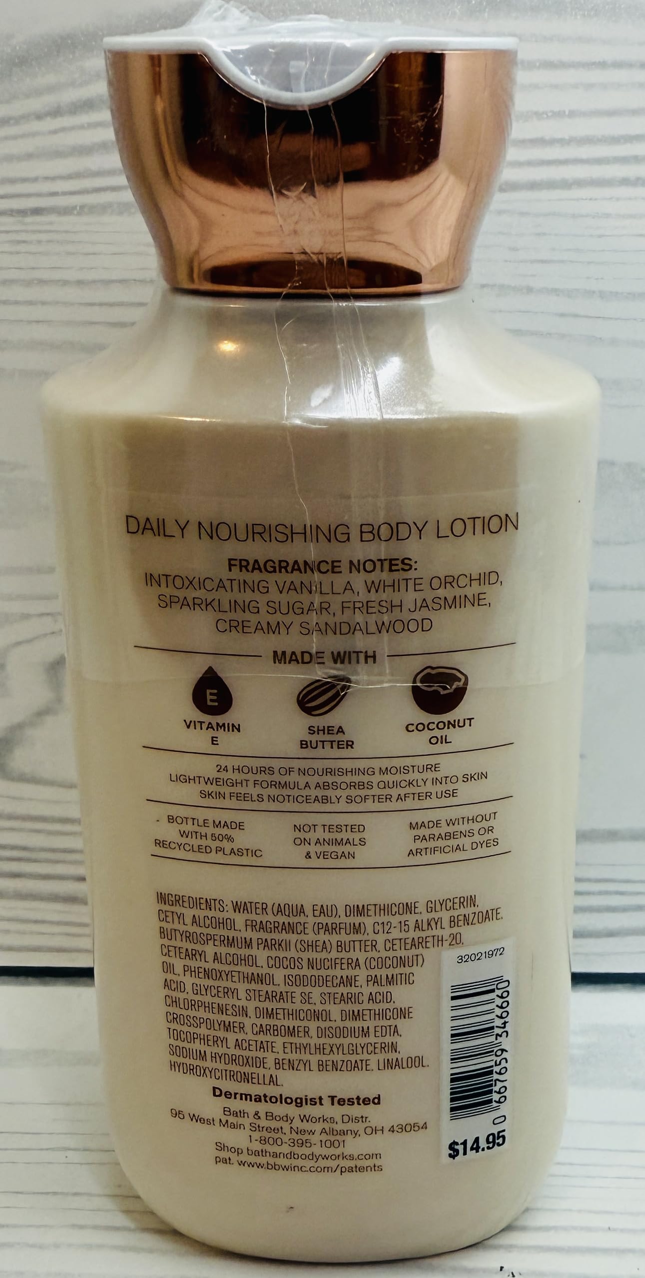 Bath & Body Works Warm Vanilla Sugar lotion packaging two bottles emphasizes value and convenience.