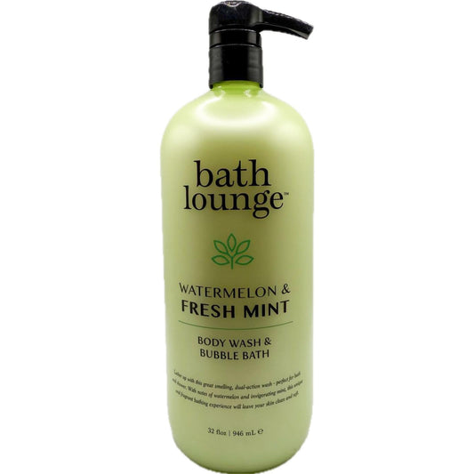 Bath Lounge Watermelon & Fresh Mint bottle pour for a refreshing cleanse.
