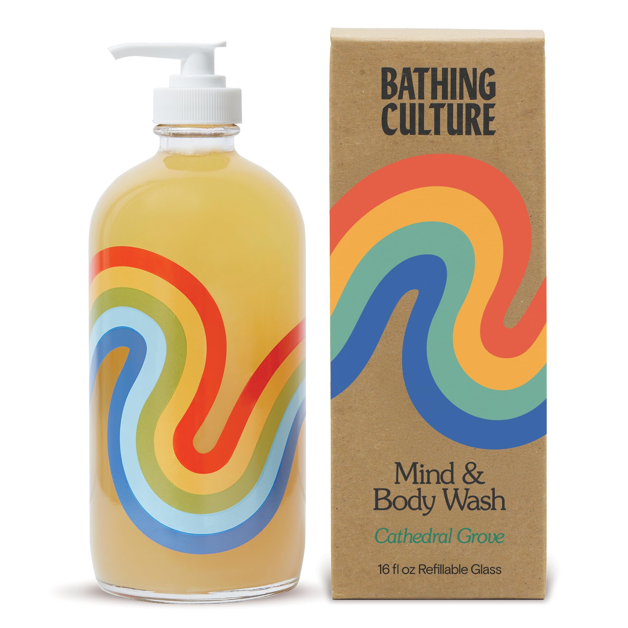 Bathing Culture Cathedral Grove bottle on a shelf with eco-friendly packaging supporting sustainable routines.