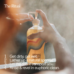 Bathing Culture Cathedral Grove organic ingredients panel features aloe, shea, olive oil.