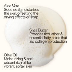 Bathing Culture Break Water creamy-lather demonstrates gentle cleansing texture on skin.