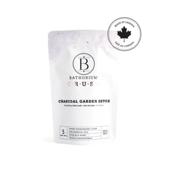 Bathorium Charcoal Garden Detox Crush bottle closeup highlights charcoal cleansing pores