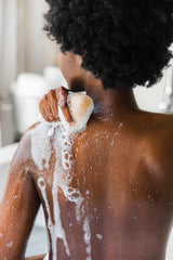 Bathorium Konjac sponge creates creamy lather with bathwater, aiding exfoliation.