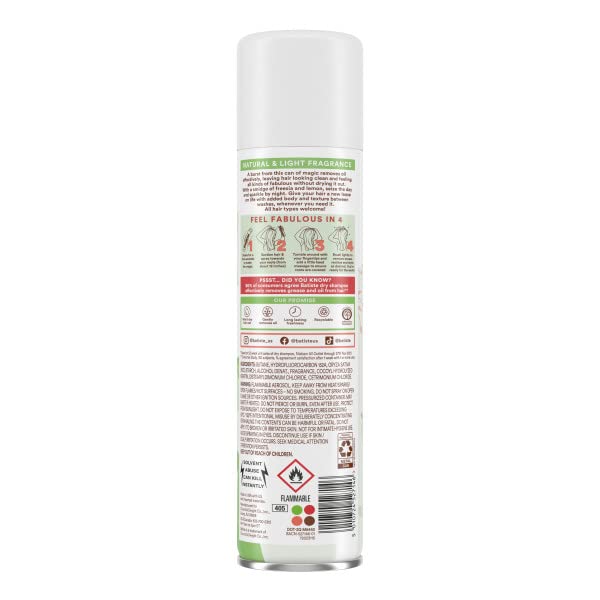 Batiste Bare Dry Shampoo before-and-after visual emphasizing fullness.