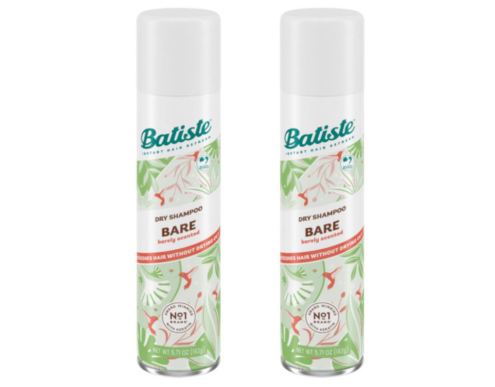 Batiste Bare Dry Shampoo bottle closeup showing lightweight formula for refreshing between washes