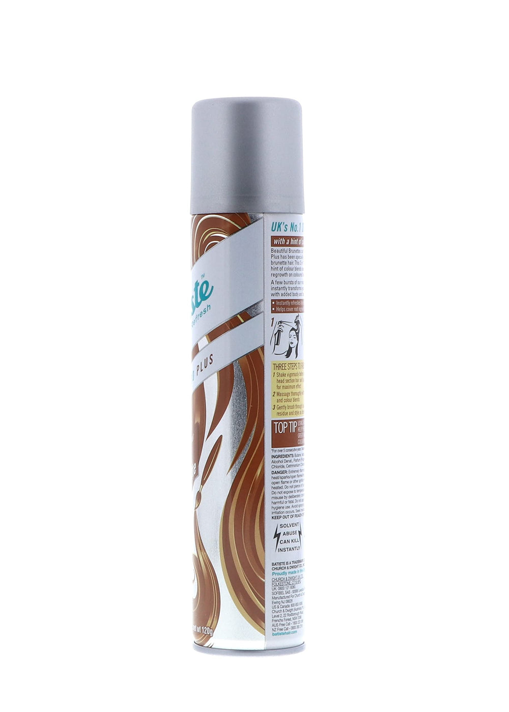 Close-up of spray nozzle on Brunette formula offering fast, even coverage
