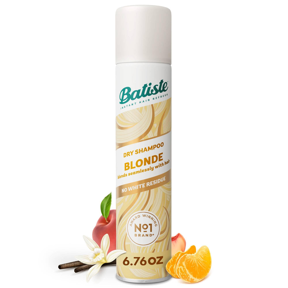 Batiste Blonde dry shampoo bottle refreshes roots instantly.