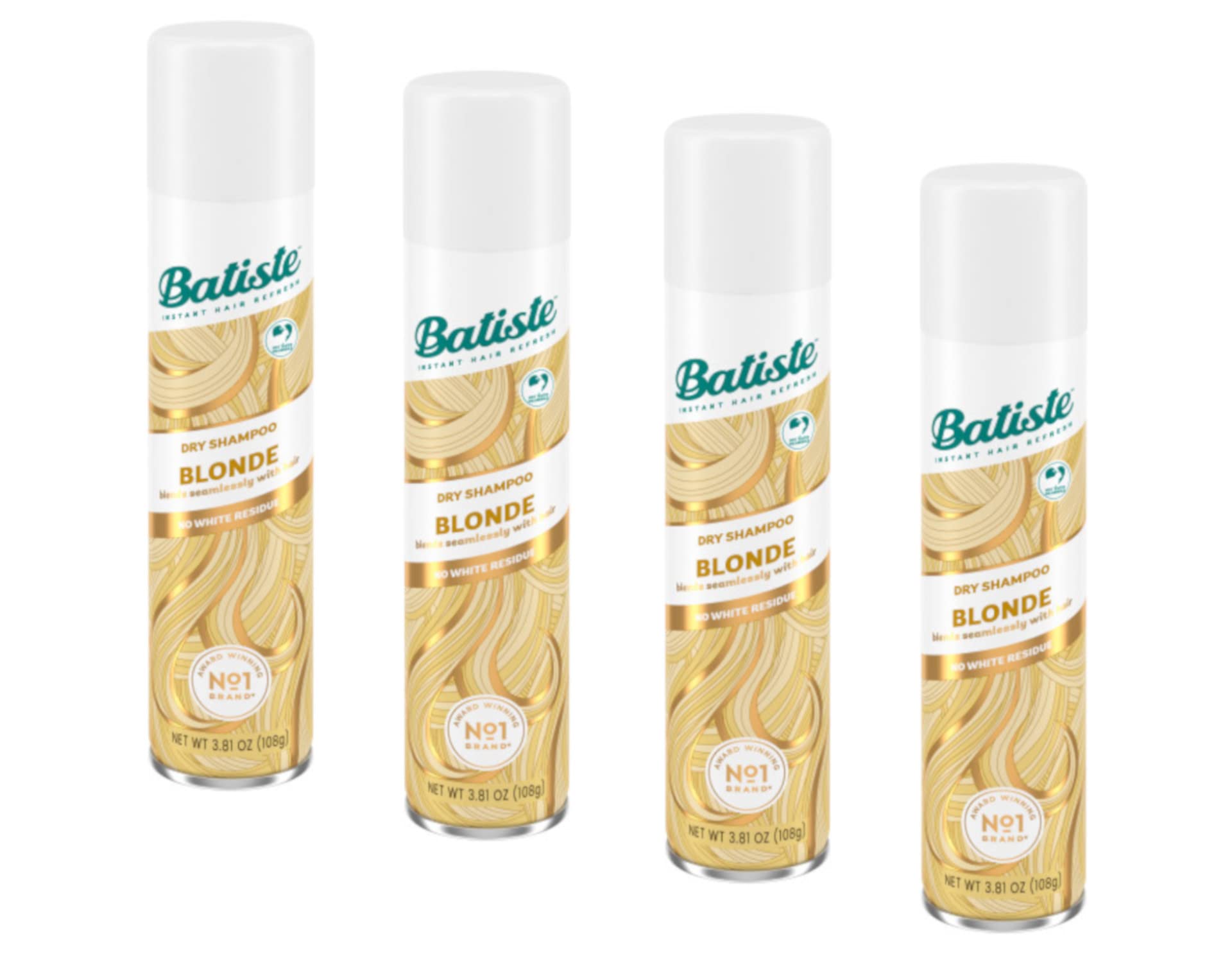 Batiste Brilliant Blonde dry shampoo pack of four bottles for on-the-go refresh