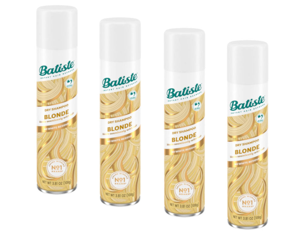 Batiste Brilliant Blonde dry shampoo pack of four bottles for on-the-go refresh