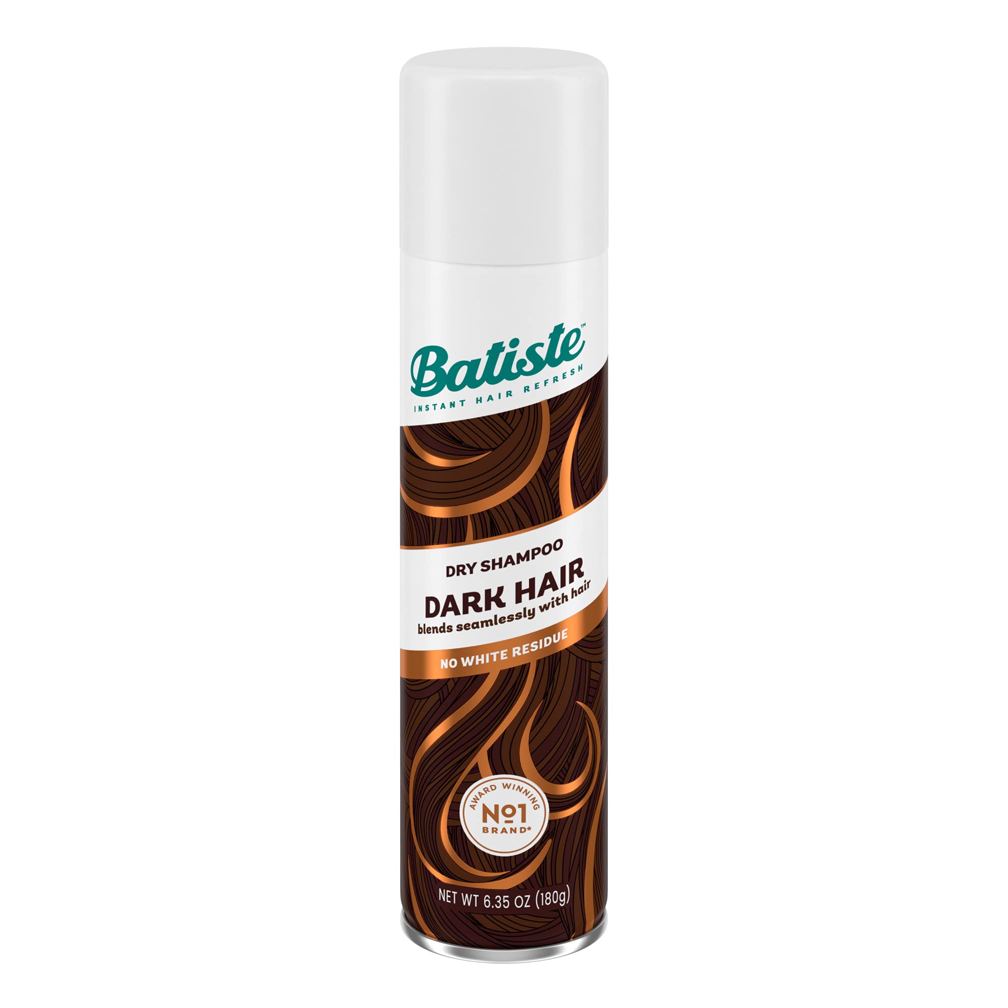 Batiste Dark Dry Shampoo bottle blends with brunette hair for seamless color.