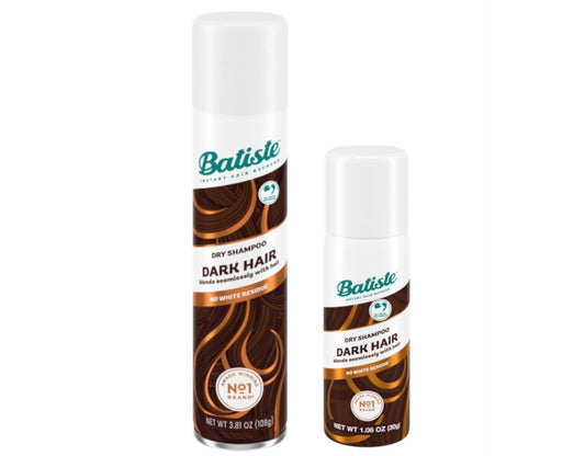 Batiste Dark Hair Dry Shampoo bottle ready for color-true refresh.