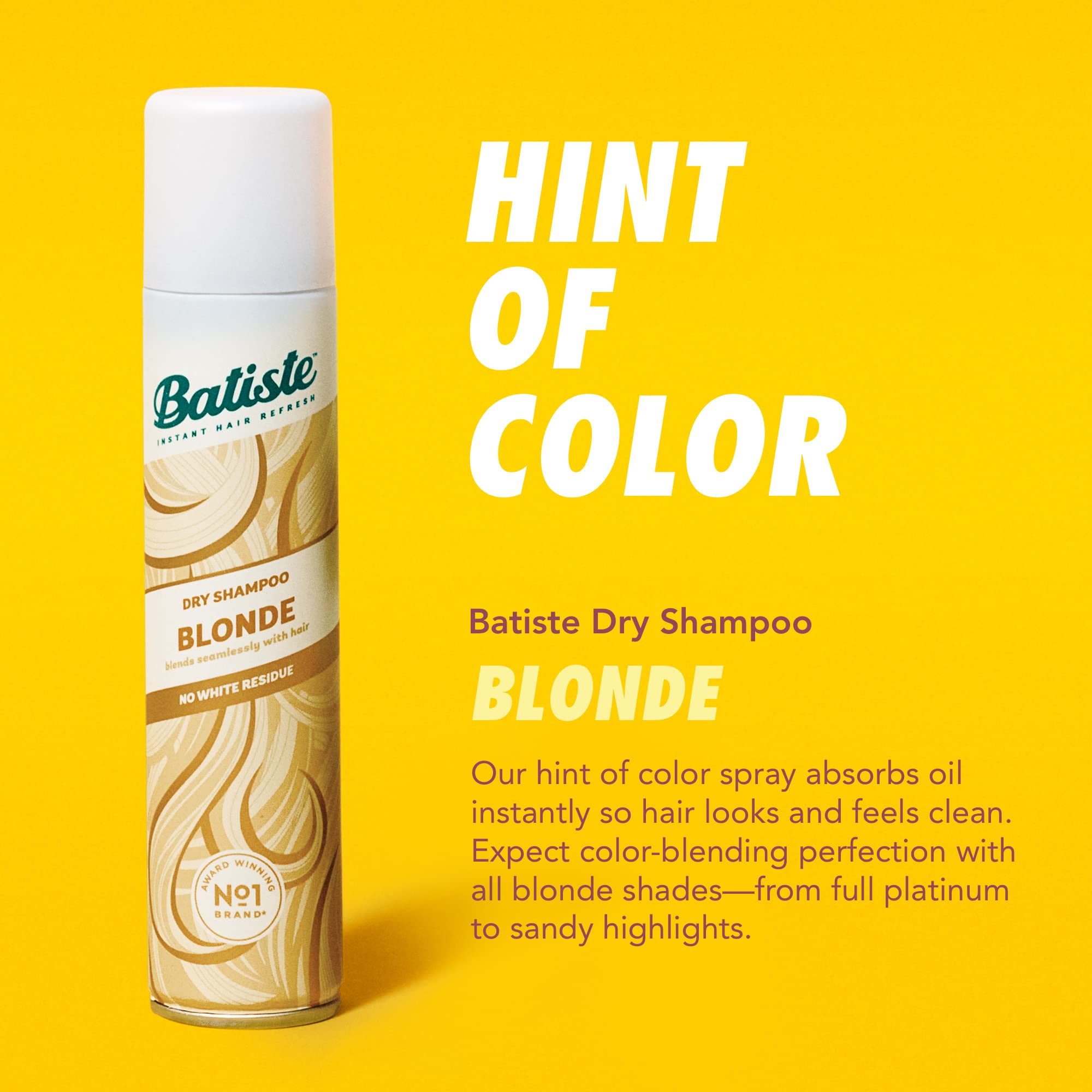 No-water dry shampoo formula cleanses and refreshes oily roots.