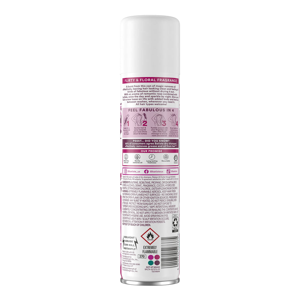 Batiste Dry Shampoo Blush application demonstrates fast refresh and added texture.