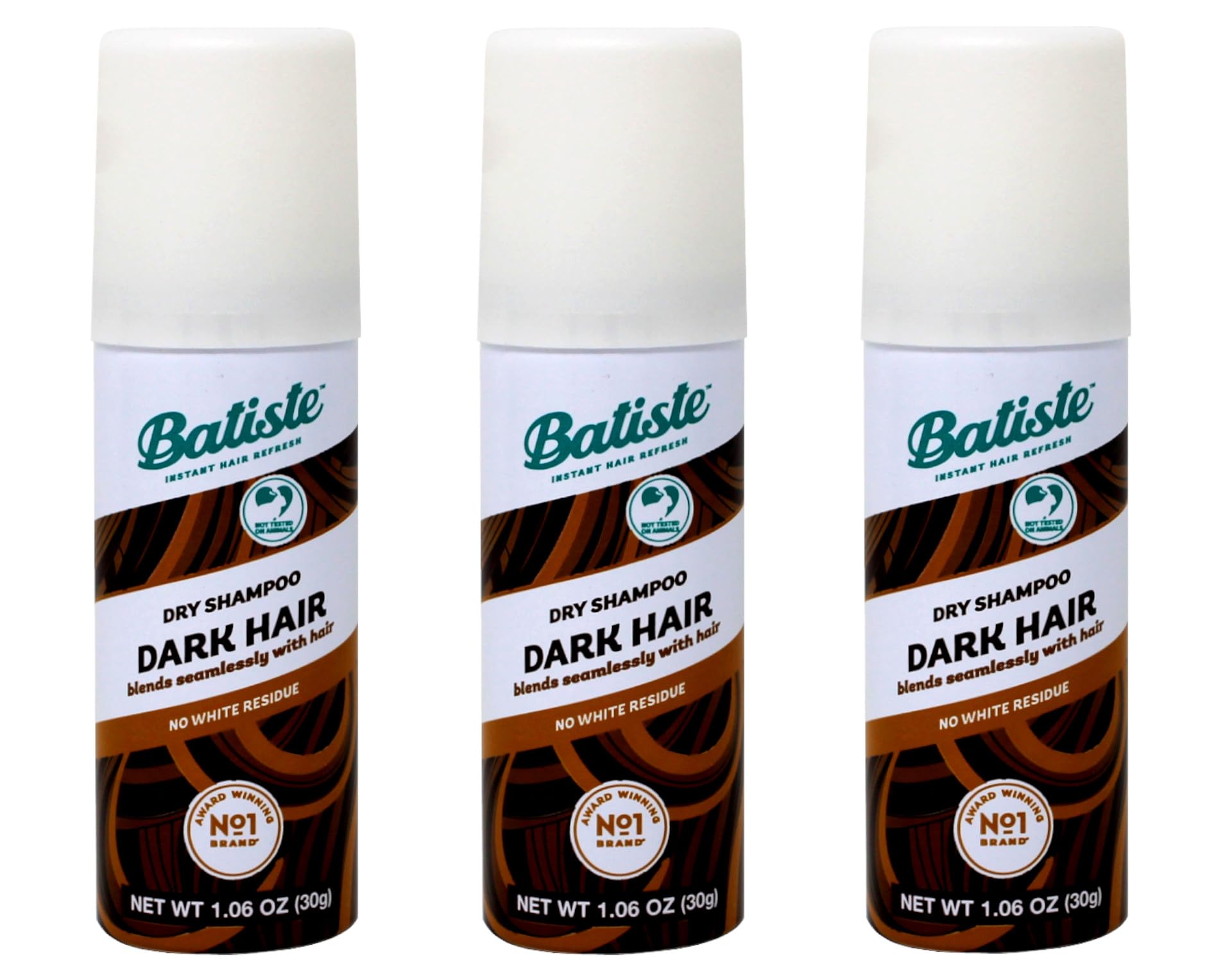 Batiste Dry Shampoo Dark mini bottle front view for quick color-safe refresh