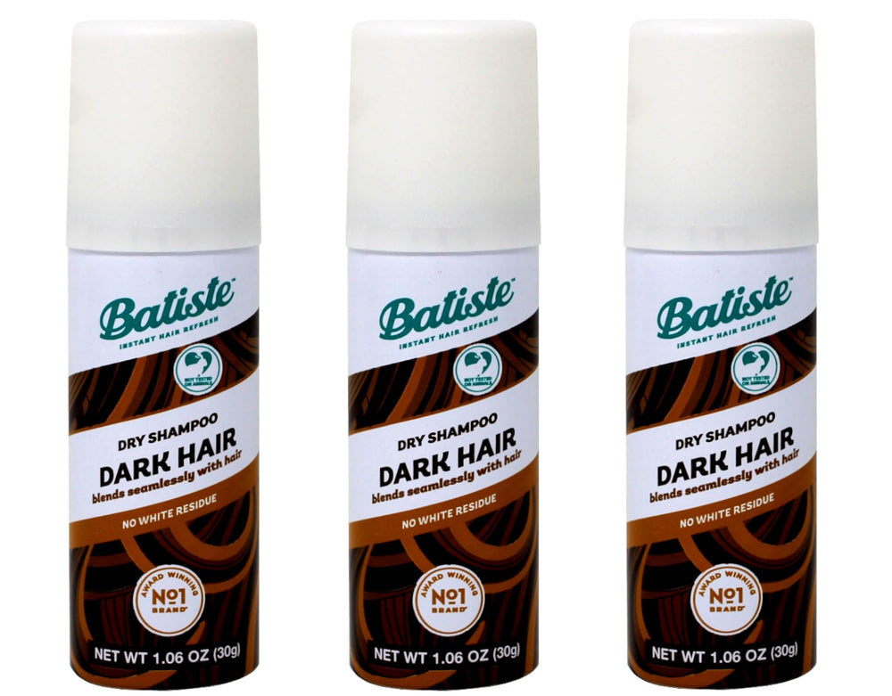 Batiste Dry Shampoo Dark mini bottle front view for quick color-safe refresh