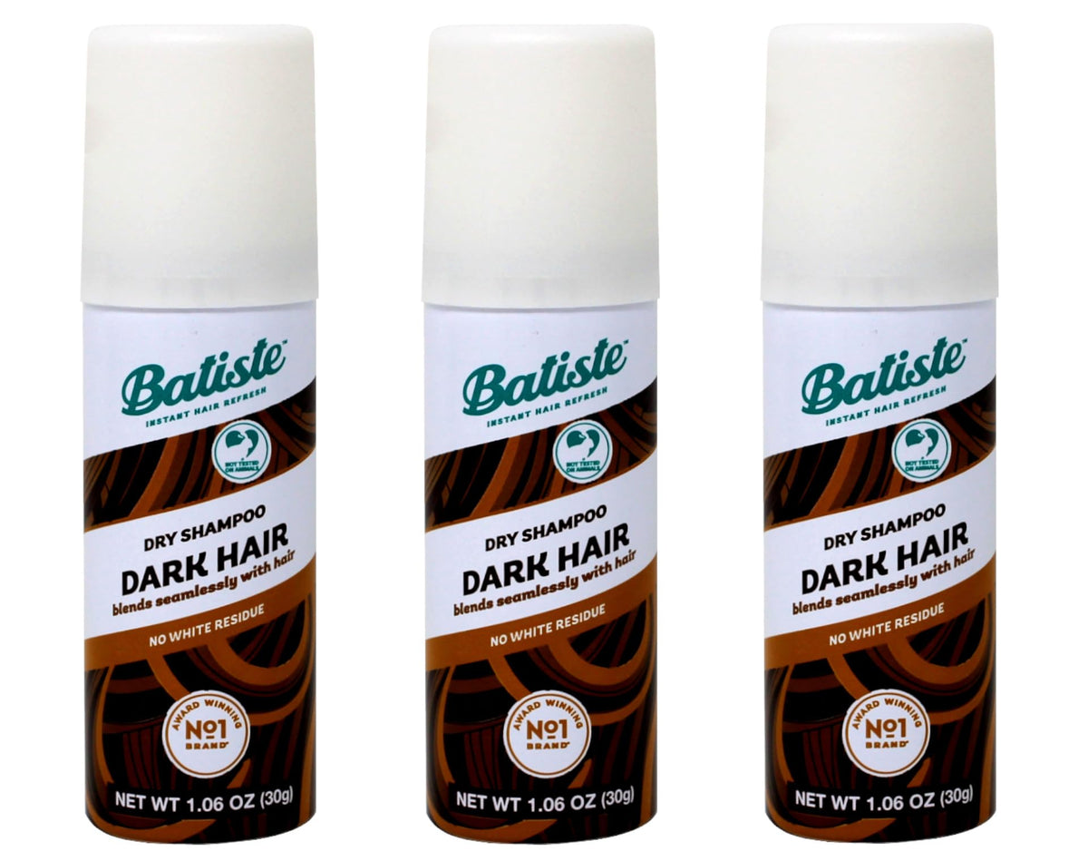Batiste Dry Shampoo Dark mini bottle front view for quick color-safe refresh