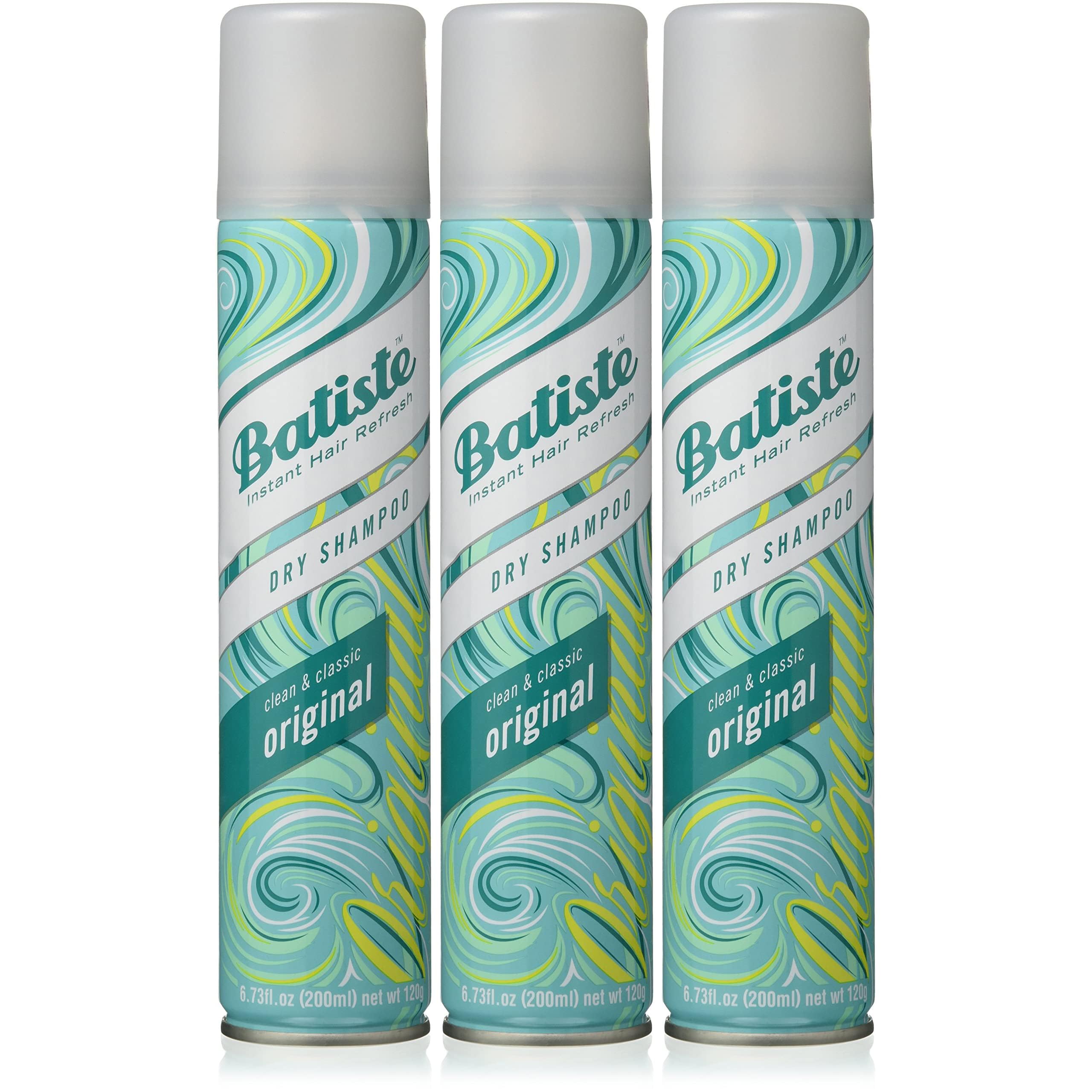 Batiste Original Dry Shampoo three-pack bottles ready for on-the-go refresh.
